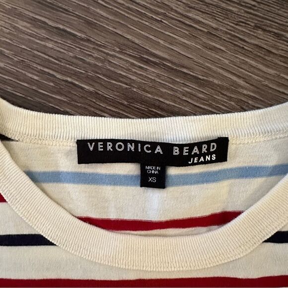 Veronica Beard Simpson Striped Button-Shoulder Cotton Tee - Picture 4 of 6